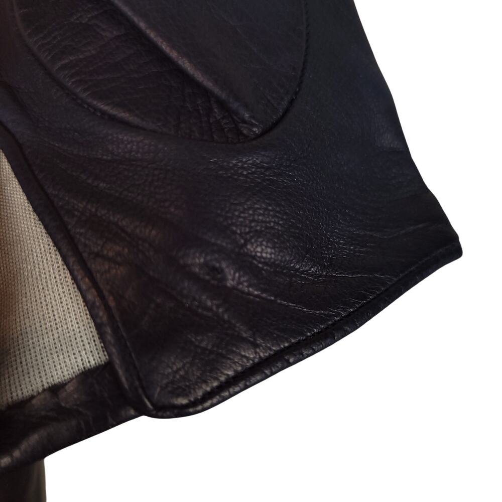 Vintage Saks Fifth Ave Womens Genuine Blue Leather Gloves Sz 7.5 Silk Lined NWOT - Picture 6 of 6
